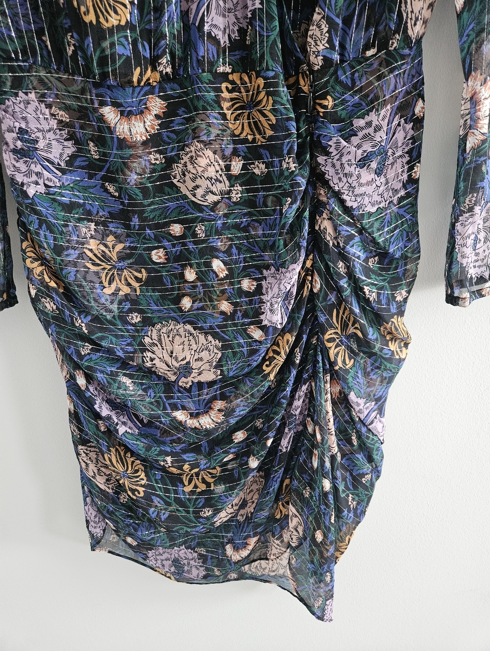 Veronica Beard Peppa Floral Metallic Silk Ruched Mini Dress Women's Size 8 Event - Picture 8 of 13